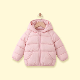 Girls Pink Hooded Quilted Puffer Jacket Coats & Jackets Pink 1-2 Y