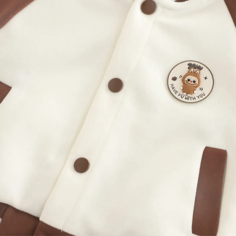 Boys Brown Graphics Jacket With T-Shirt and Pants Sets Sets