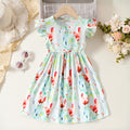 Girls Bird Print Fit & Flare Dress Casual Dresses Green 2-3 Y 