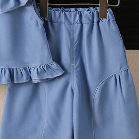 Girls Blue Sleeveless Top With Pants Sets 2 pc. Sets