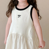Girls Black Self-Design Sleeveless A-line Dress Casual Dresses