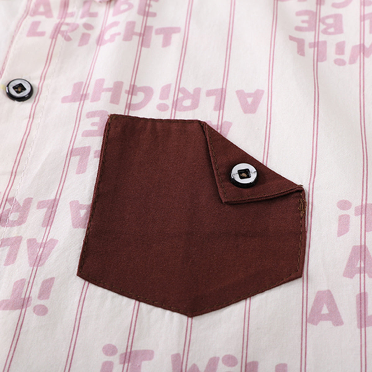 Boys Contrast Pocket Striped Shirt With Dark Brown Cargo Shorts Set 2 pc. Sets