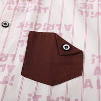 Boys Contrast Pocket Striped Shirt With Dark Brown Cargo Shorts Set 2 pc. Sets