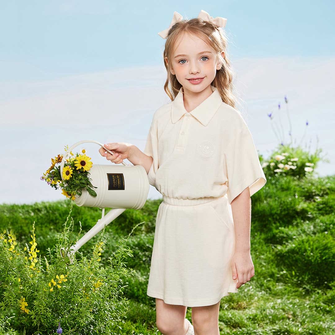 Girls Short Sleeve Polo T-Shirt With Elasticated Skirt Set 2 pc. Sets   