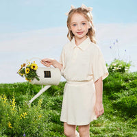 Girls Short Sleeve Polo T-Shirt With Elasticated Skirt Set 2 pc. Sets   