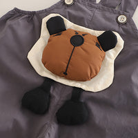 Boys Animal Printe T-Shirt With Dark Grey 3D Appliqued Dungaree Set 2 pc. Sets