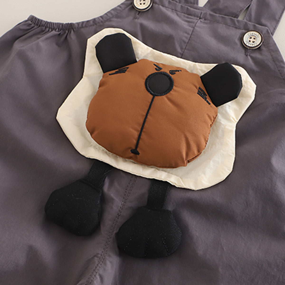 Boys Animal Printe T-Shirt With Dark Grey 3D Appliqued Dungaree Set 2 pc. Sets