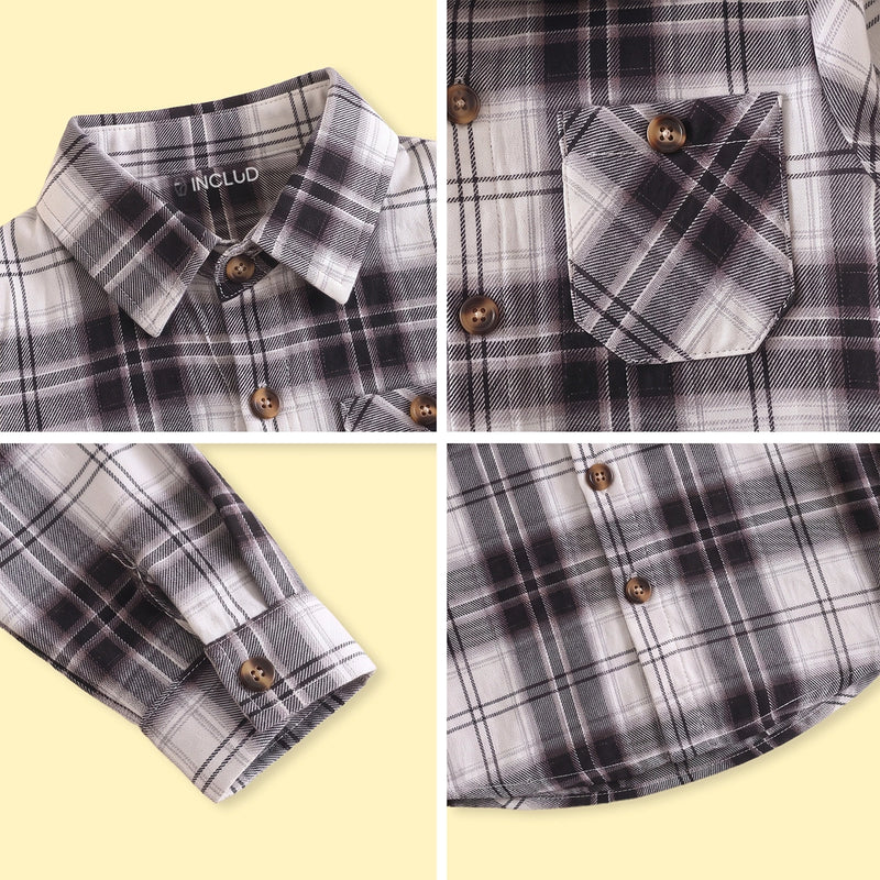 Boys Black Checked Long Sleeve Shirt Shirts