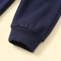 Boys Navy Blue Typographic Hooded Sweatshirt & Joggers Sets Sets