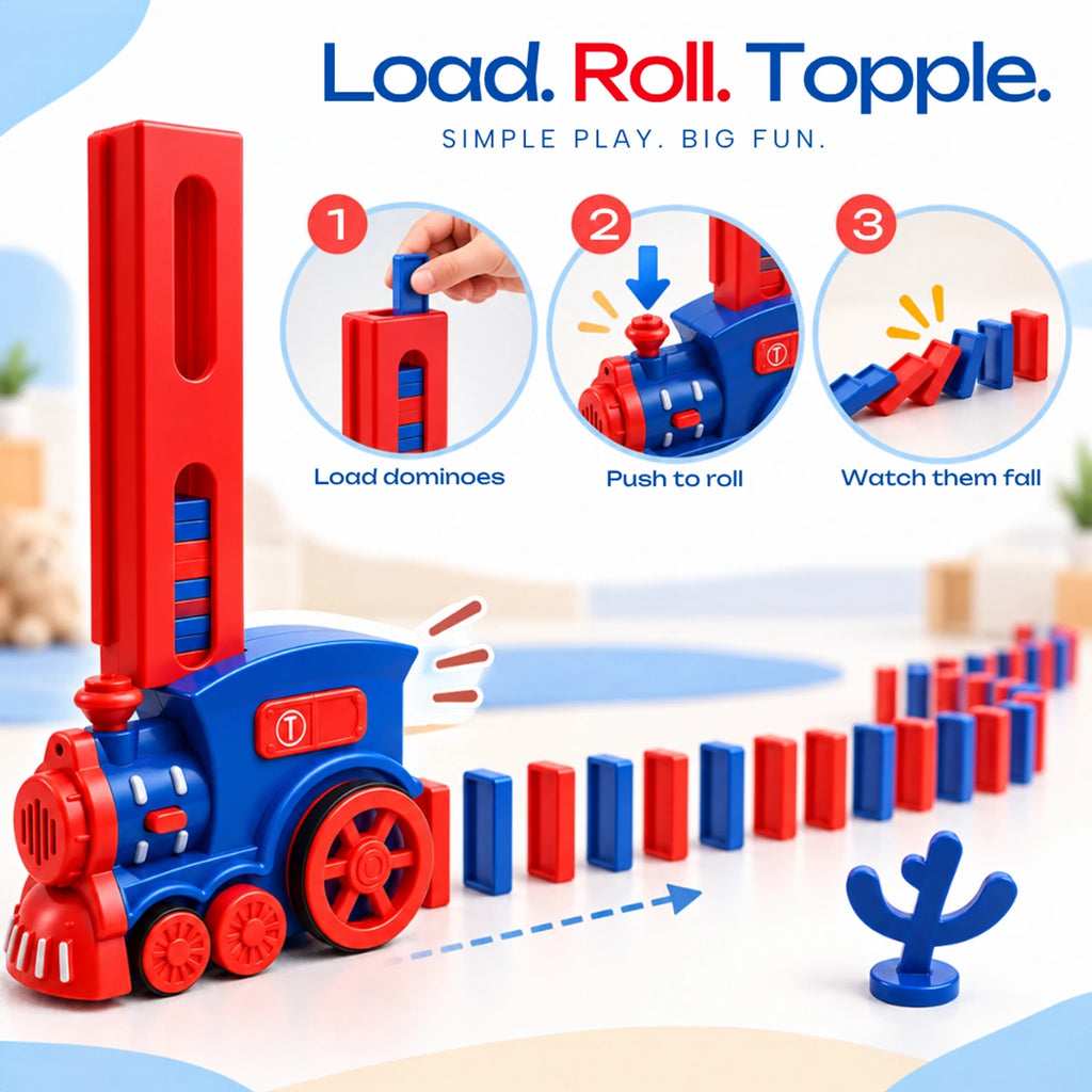 Automatic Domino Train Building Toy with 40 Tiles Trending Accessories