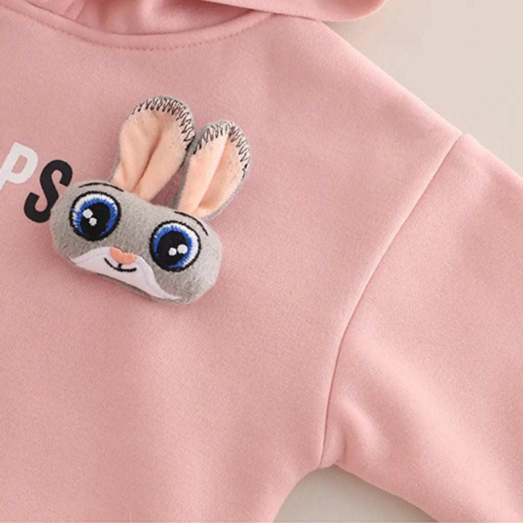 Girls Pink Embroidered Regular Sweatshirt With Sleeveless Jackets, Pants & Bag Sets 4 pc. Sets