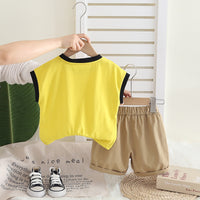 Boys Yellow Graphic Extended Shoulder T-Shirt With Shorts Set 2 pc. Sets