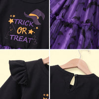 Girls Black Typography Long Sleeve Fit & Flare Dress Casual Dresses