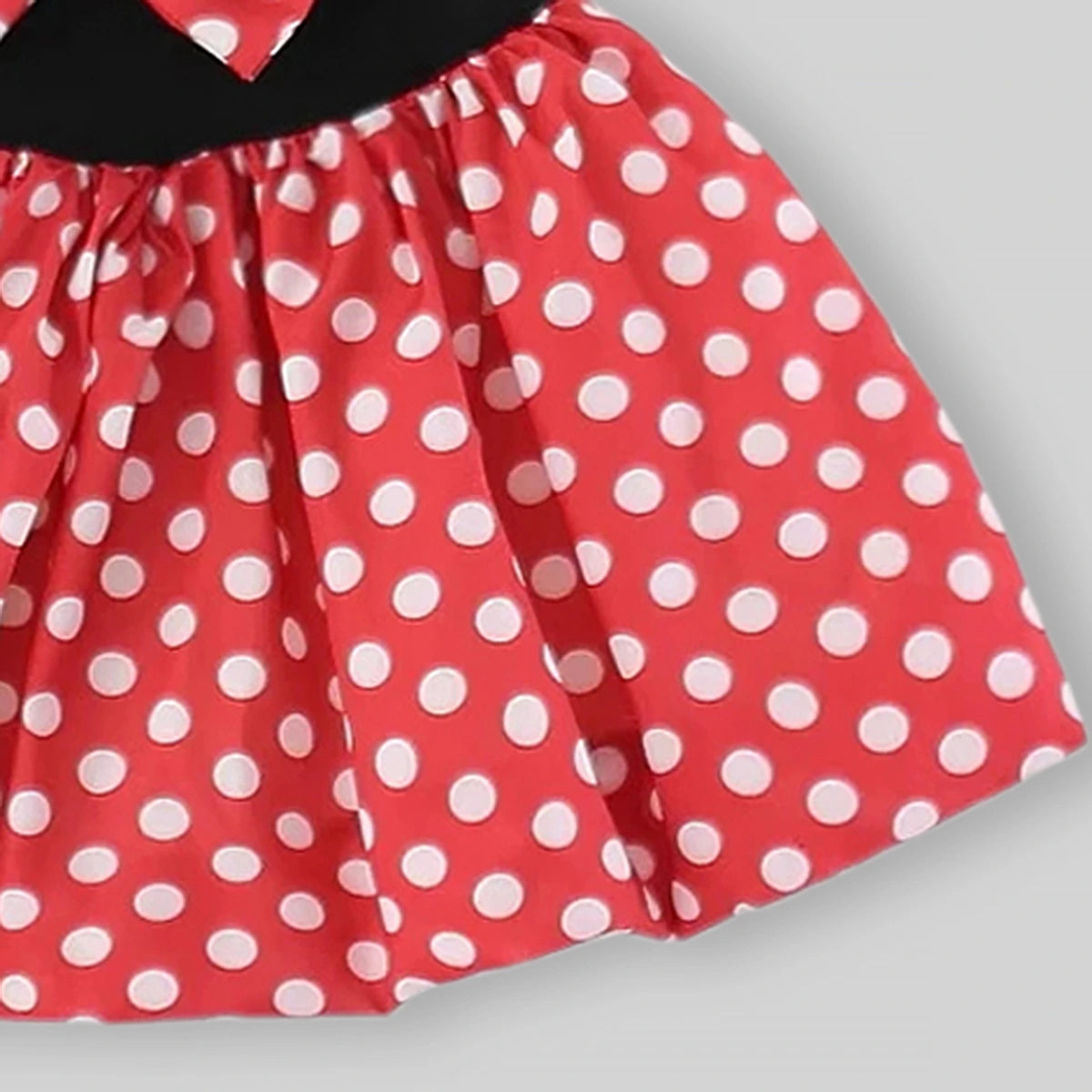 Girls Red Polka Dot Print Fit & Flare Dress With Bow Detail Casual Dresses