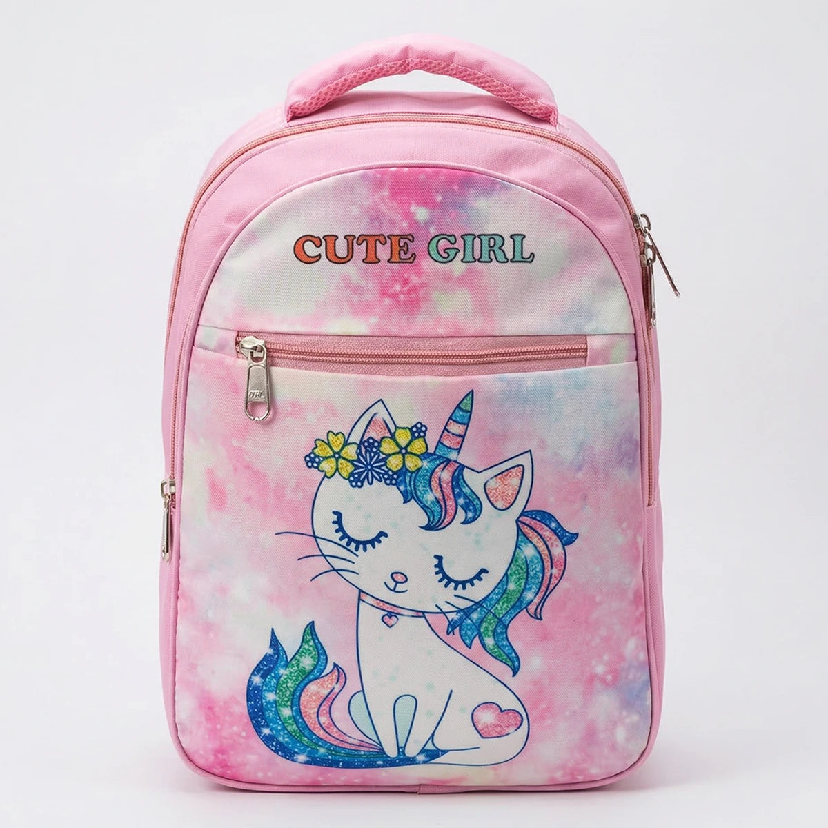 Girls Pink Cat Print School Backpack Trending Accessories Pink Onesize