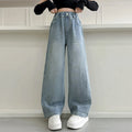 Girls Light Blue Relaxed Fit Wide-Leg Denim Jeans Pants Light Blue 5-6 Y