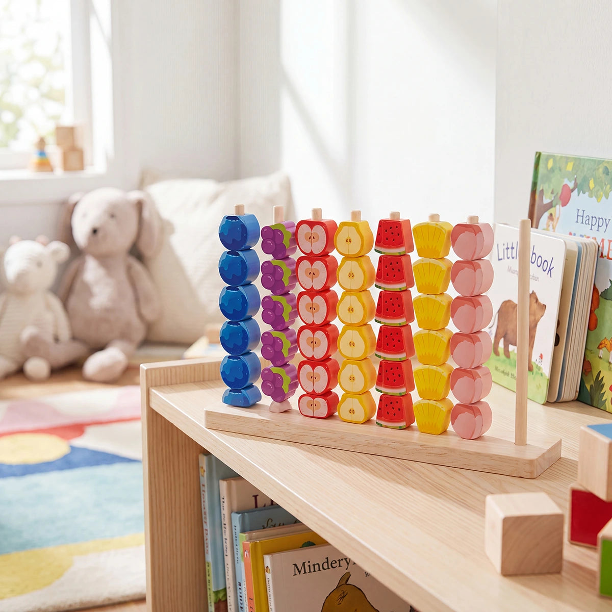 Fruit Ring Toss Game -42 Pieces Wooden Stacking & Ring Toss Toy Trending Accessories