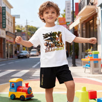 Boys White Graphic Short Sleeve T-Shirt With Shorts Sets 2 pc. Sets