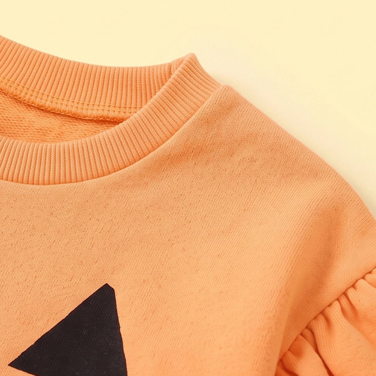 Girls Orange Pumpkin Face Print Sweatshirt Sweatshirts & Hoodies