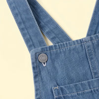 Girls Blue Denim Bow Embroidered Dungaree Jumpsuits