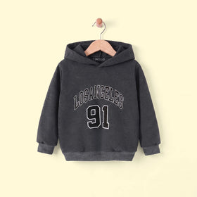 Boys Grey Typography Print Long Sleeve Hooded Sweatshirt Sweatshirts & Hoodies Grey 3-4 Y