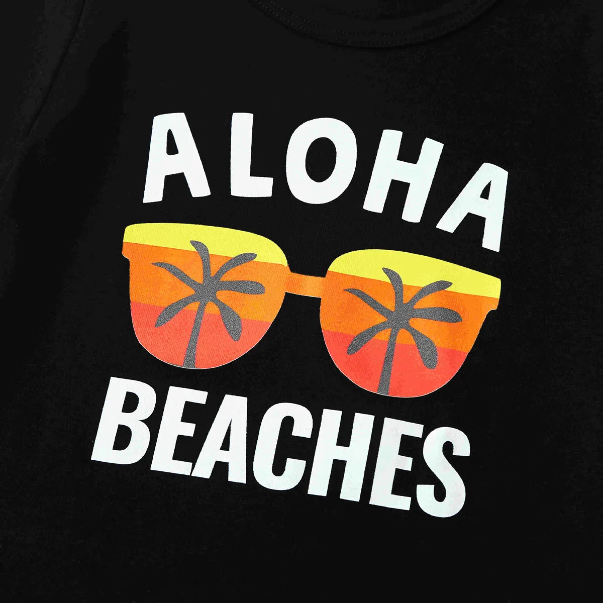 Boys Black Short Sleeve T-Shirt With Tropical Print Shorts Sets 2 pc. Sets