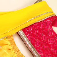 Girls Fuchsia Sequins Choli with Amber Embroidered Lehenga Set Ethnicwear Girls