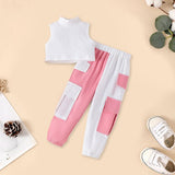 Girls Turtle Neck Crop Top with Cargos Set