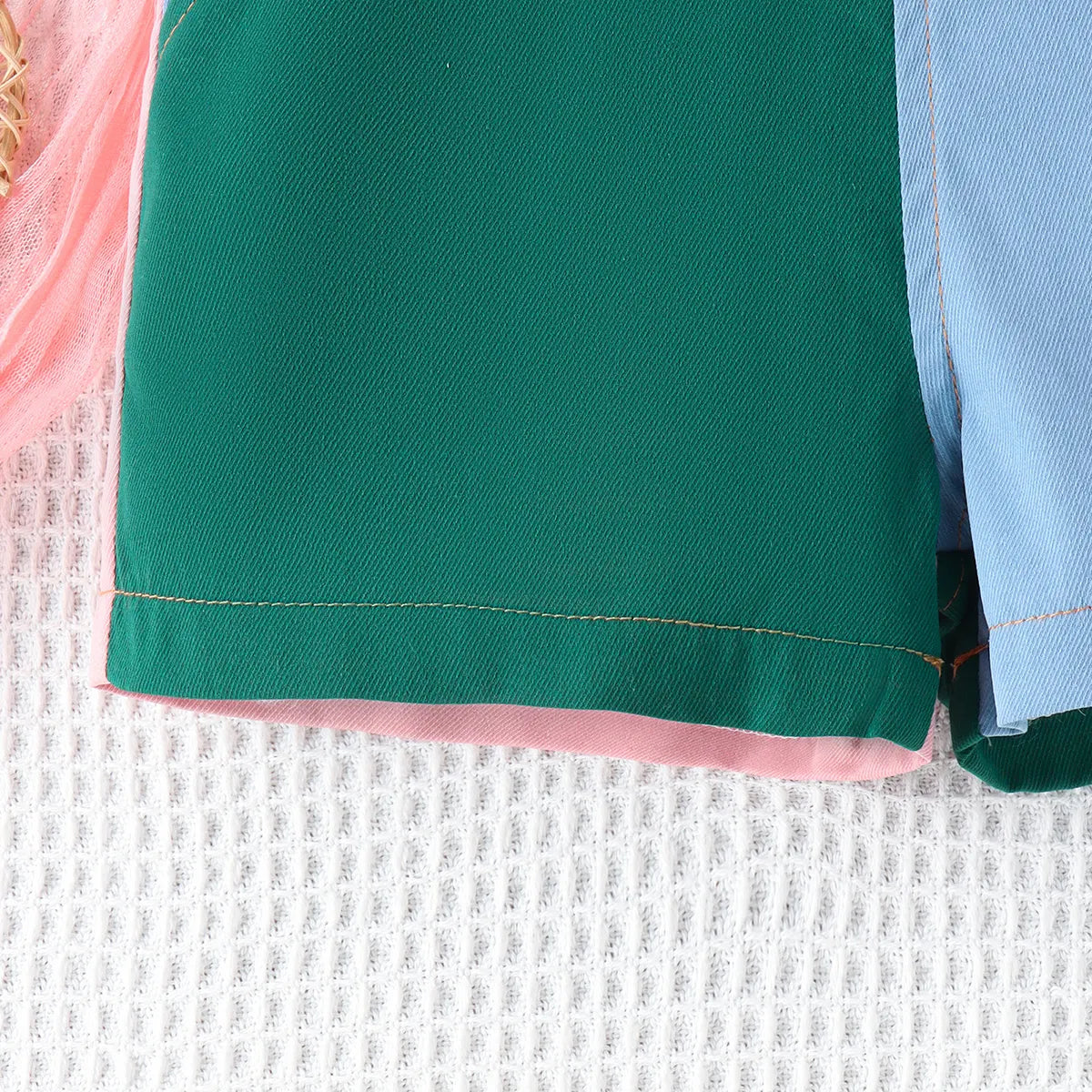 Girls Multicolor Colorblocked Square Neck Dungaree Jumpsuits