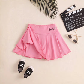 Girls Multicolor Bow Print Pleated Skorts Pack Of 3 Skirts