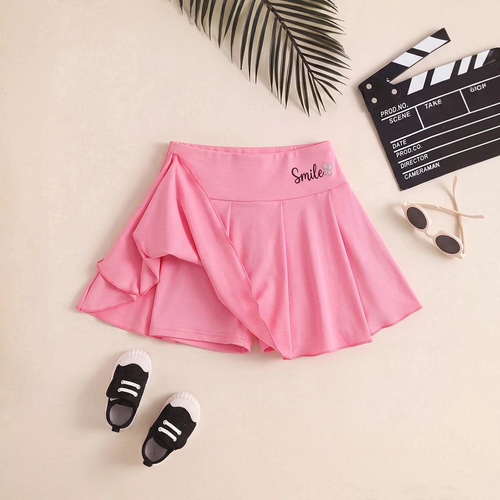 Girls Multicolor Bow Print Pleated Skorts Pack Of 3 Skirts