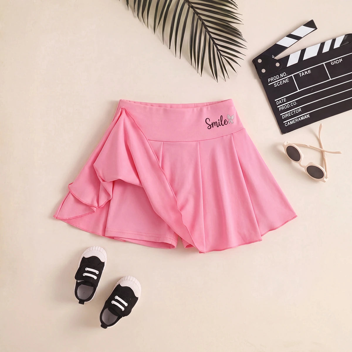 Girls Multicolor Bow Print Pleated Skorts Pack Of 3 Skirts