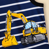 Boys Blue Striped Graphic Printed Vest With Shorts Set 2 pc. Sets
