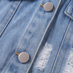 Girls Light Blue Long Sleeve Denim Jacket Coats & Jackets
