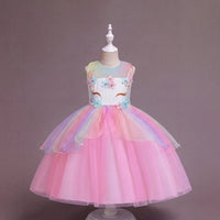Girls Pink Floral Applique Sleeveless Fit & Flare Party Wear Dress Party Dresses Pink 2-3 Y