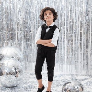 Boys Sleeveless Waistcoat With Shirt & Suspender Pants Set Sets Black 1-2 Y