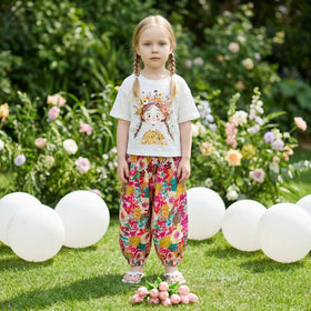 Girls Off White Graphics Short Sleeves Top With Printed Elasticated Hem Pants Set Sets Off White 3-4 Y