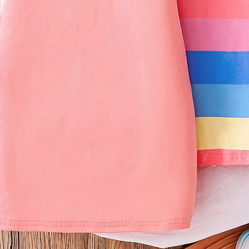 Girls Multicolour Striped Short Sleeve T-Shirt Dress Pack Of 2 Casual Dresses