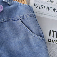 Boys Purple Striped Short Sleeves T-Shirt With Denim Dungaree Set 2 pc. Sets