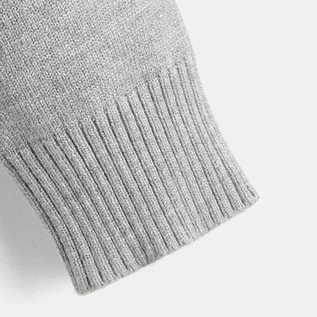 Girls Grey Solid Cardigan With Patch Pockets Sweaters & Cardigans