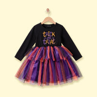 Girls Black Typography Print Fit & Flare Dress Casual Dresses Black 1-2 Y