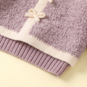Girls Mauve Bow Applique Long Sleeve Sweater Sweaters & Cardigans