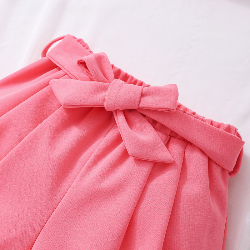 Girls Peach Short Sleeve Square Neck Top With Shorts Set 2 pc. Sets