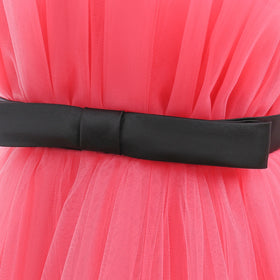 Girls Peach Sleeveless Tutu Partywear Dress With Back Bow Party Dresses