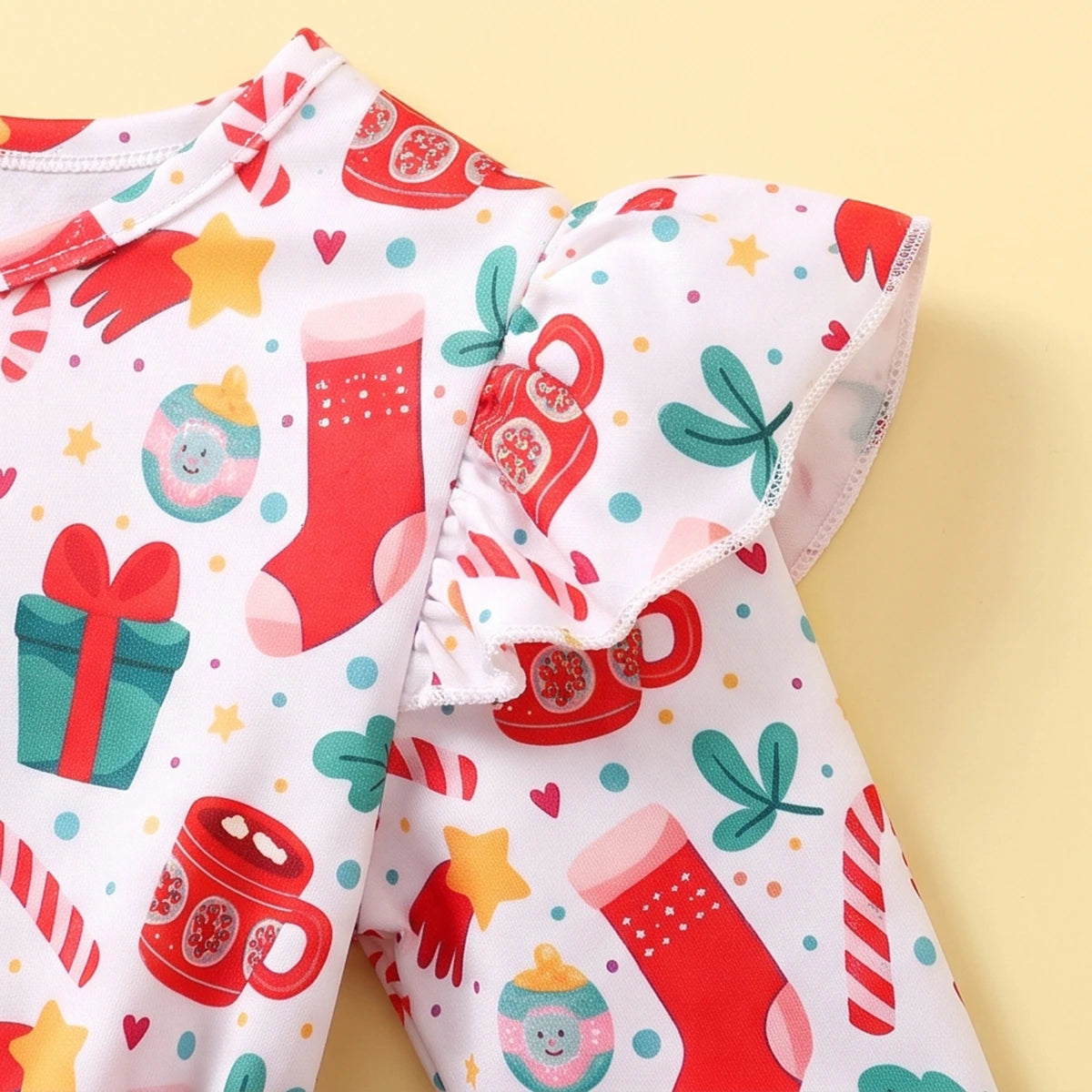 Girls Red Christmas Theme Printed Fit & Flare Dress Casual Dresses