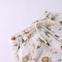 Boys White Animal Printed Shirt With Printed T-Shirt and Shorts Sets Sets