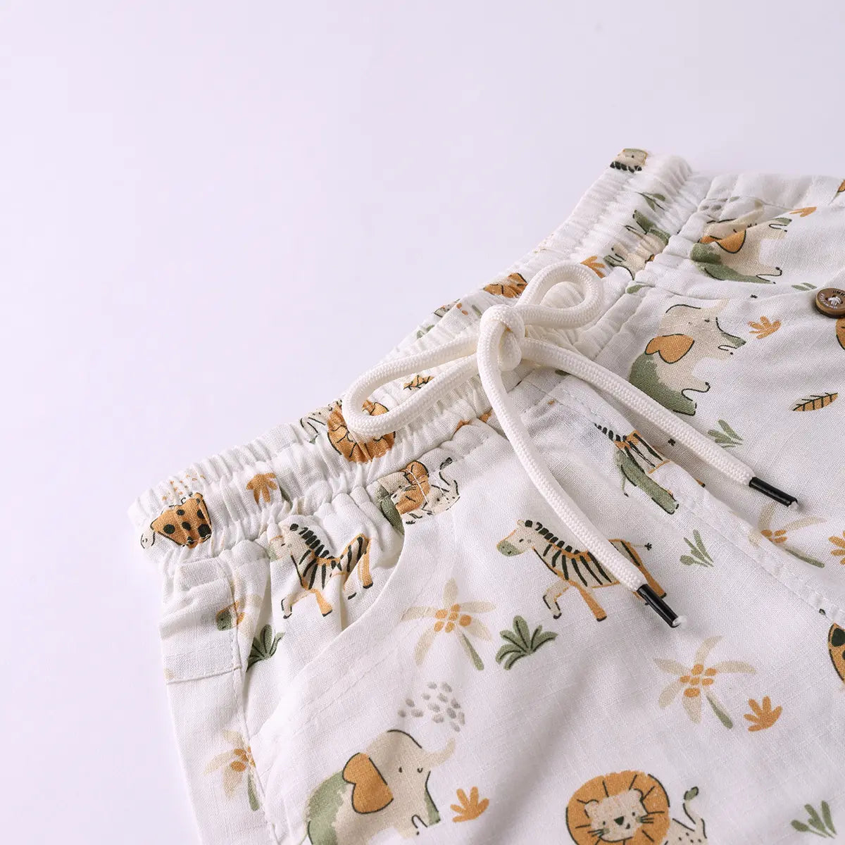 Boys White Animal Printed Shirt With Printed T-Shirt and Shorts Sets Sets