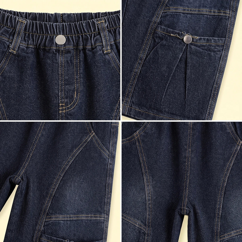 Boys Dark Blue Denim Cargo Shorts Cargo Shorts