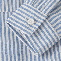 Girls Light Blue Stripes Long Sleeves Shirts With Mandarin Collar Shirts
