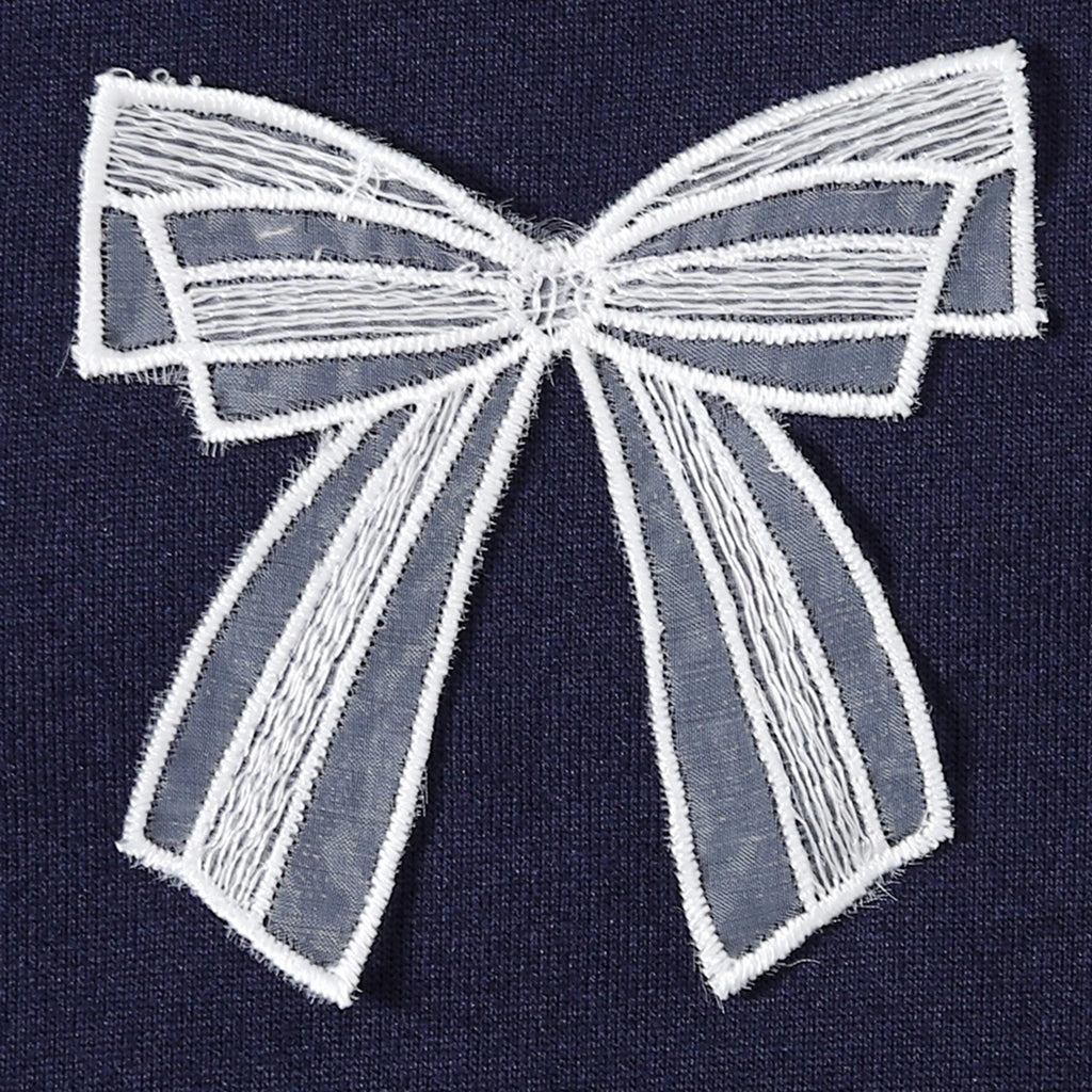 Girls Navy Blue Bow Applique Sweatshirt With Pants Sets 2 pc. Sets